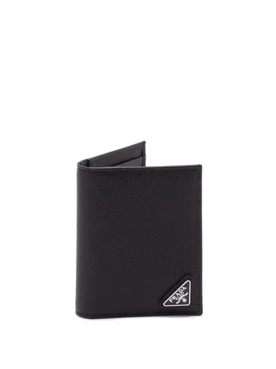Prada Saffiano Leather Card Holder In Black