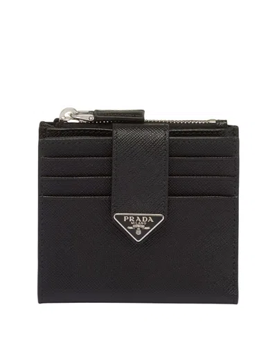 Prada Saffiano Leather Card Holder In Black