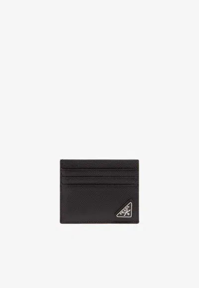 Prada Saffiano Leather Card Holder In White