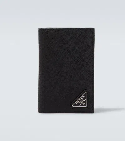 Prada Saffiano Leather Card Holder In Black