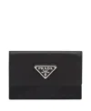Prada Saffiano Leather Card Holder In Black