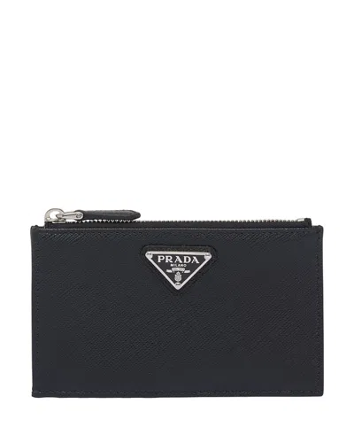Prada Saffiano Leather Card Holder In Black