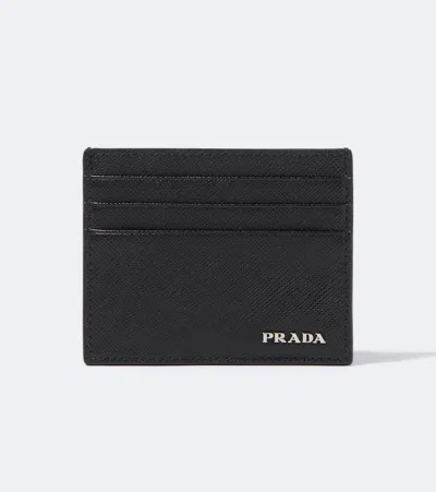 Prada Saffiano Leather Card Holder In Black