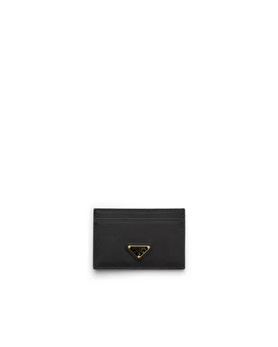 Prada Saffiano Leather Card Holder In Black