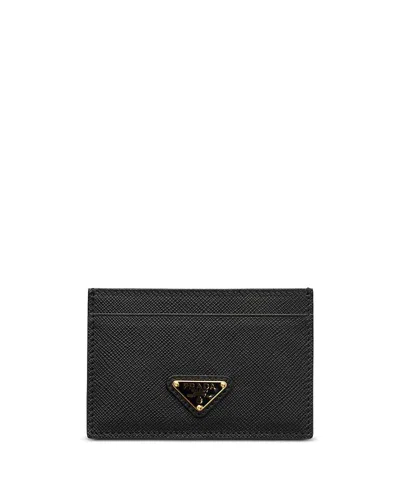 Prada Saffiano Leather Card Holder In Burgundy