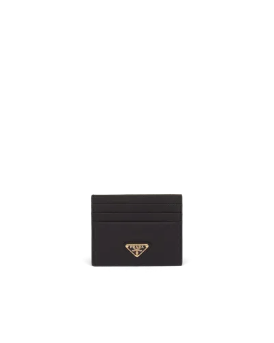 Prada Saffiano Leather Card Holder In Black