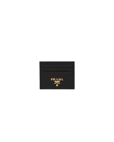 Prada Saffiano Leather Card Holder In Black