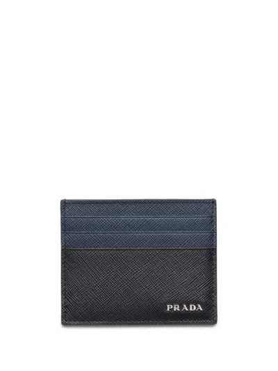 Prada Saffiano Leather Card Holder In Black