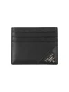 Prada Triangle Logo Saffiano Leather Cardholder In Black