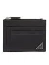 Prada Logo Plaque Saffiano Leather Cardholder In Black