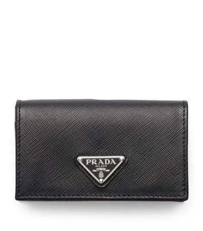 Prada Kartenetui Aus Saffiano-leder In Black