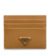 Prada Saffiano Leather Card Holder In Brown