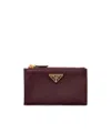 Prada Saffiano Leather Cardholder In Burgundy