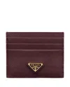 Prada Saffiano Leather Card Holder In Brown
