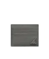 Prada Triangle-logo Leather Cardholder In Dali Lime