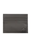 Prada Saffiano Leather Card Holder In Blue