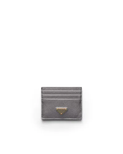 Prada Kartenetui Aus Saffiano Leder In Gray