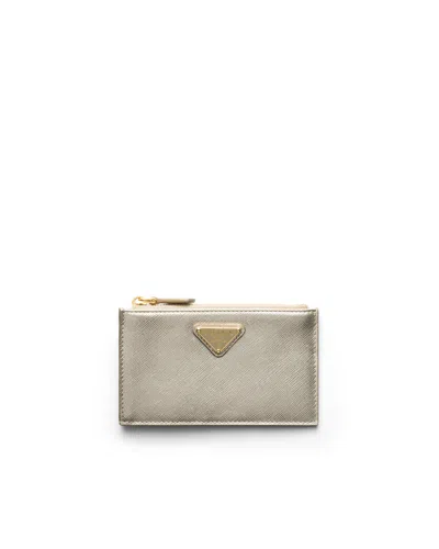 Prada Kartenetui Aus Saffiano-leder In Gray