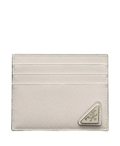 Prada Saffiano Leather Card Holder In Gray