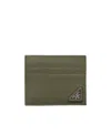 Prada Saffiano Leather Card Holder In Green