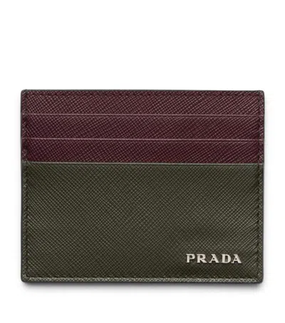 Prada Saffiano Leather Card Holder In Green