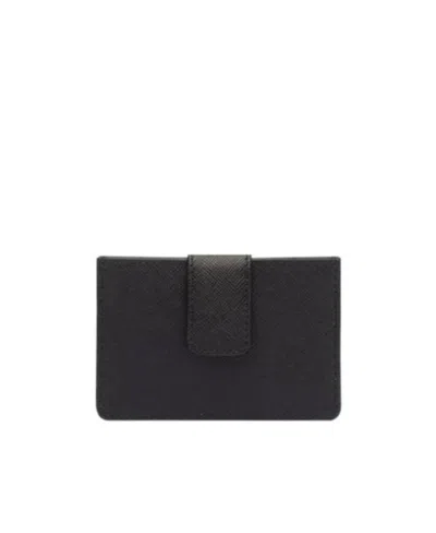 Prada Saffiano Leather Card Holder In Green