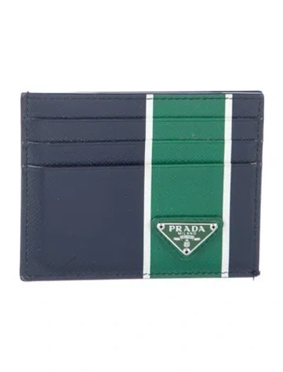Pre-owned Prada Saffiano Leather Card Holder In Multi
