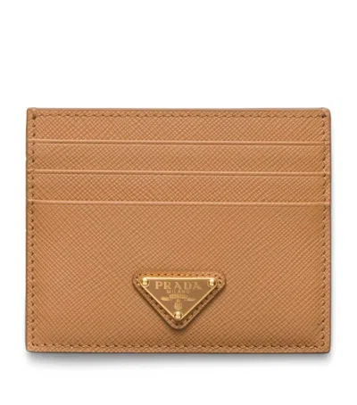 Prada Saffiano Leather Card Holder In Neutral