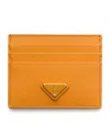 Prada Saffiano Leather Card Holder In Amber