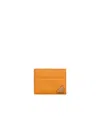 Prada Saffiano Leather Card Holder In Orange