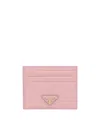 Prada Saffiano Leather Card Holder In Peach