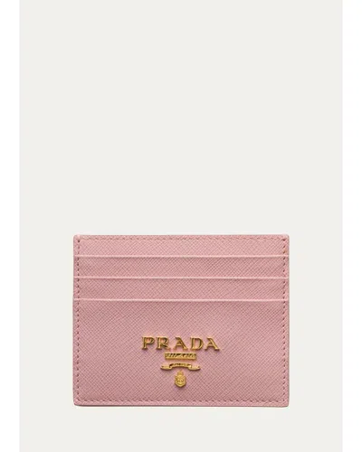 Prada Saffiano Leather Card Holder In Pink