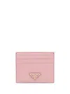 Prada Saffiano Leather Card Holder In Pink