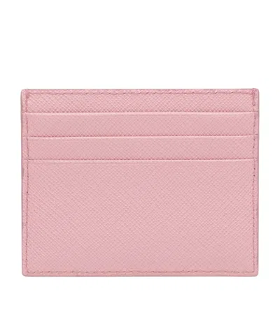 Prada Saffiano Leather Card Holder In Pink