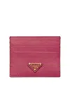 Prada Saffiano Leather Card Holder In Pink