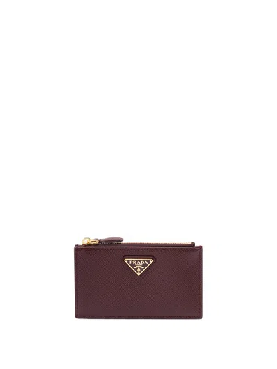 Prada Saffiano Leather Card Holder In Pink