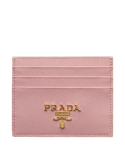 Prada Saffiano Leather Card Holder In Pink