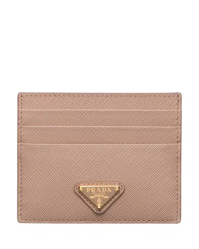 Prada Saffiano Leather Card Holder In Pink