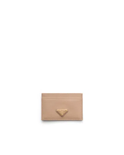 Prada Saffiano Leather Card Holder In Pink