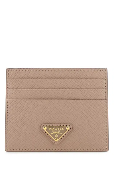 Prada Saffiano Leather Card Holder In Purple