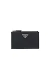 Prada Saffiano Leather Card-holder Purse In Black