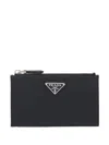 Prada Triangle-logo Saffiano Leather Wallet In Schwarz