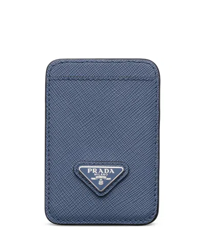 Prada Saffiano Leather Card Holder In Red