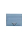 Prada Saffiano Leather Card Holder In Star Blue