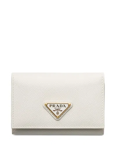 Prada Saffiano Leather Card Holder In White