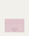 Prada Triangle Logo Leather Card Case In White