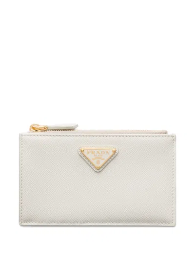 Prada Saffiano Leather Card Holder In White