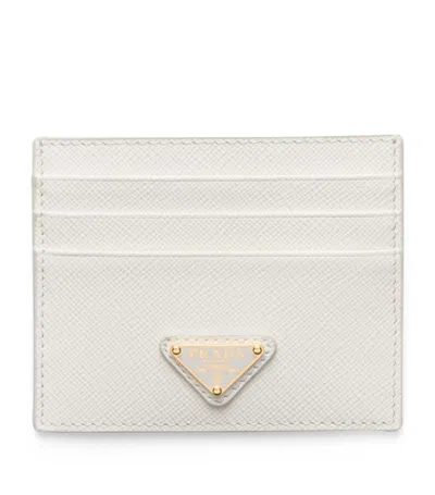 Prada Saffiano Leather Card Holder In White