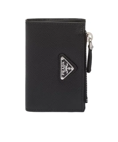 Prada Saffiano Leather Cardholder In Black
