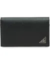 Prada Saffiano Leather Card Holder In Black